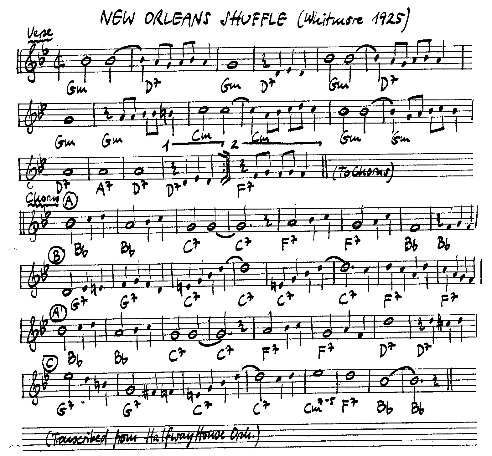 new orleans shuffle grilles partition gratuite - Offerte par The Jungle Jazz Band